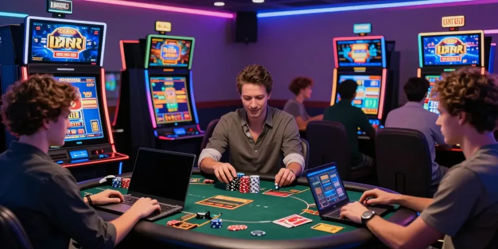Players enjoying games at casinos that accept credit card payments in a vibrant online setting.