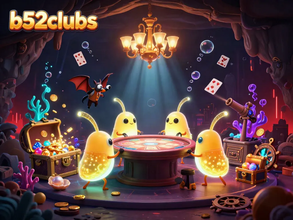 Experience the vibrant bounty at b52clubs with glowworms lighting up an underwater casino scene.