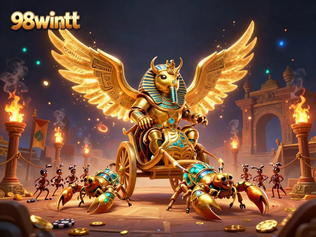 Experience the excitement of 98wintt with this vibrant 3D gaming illustration featuring interactive elements.