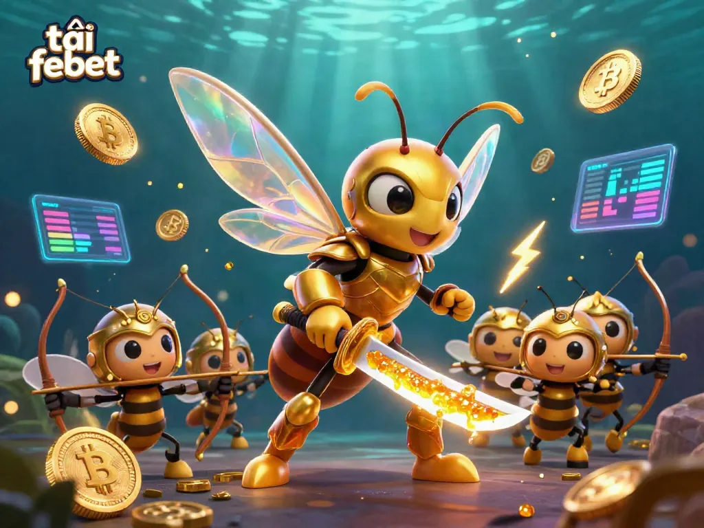 Engage with exciting options to tải febet, featuring unique characters in a rich casino-themed 3D scene.