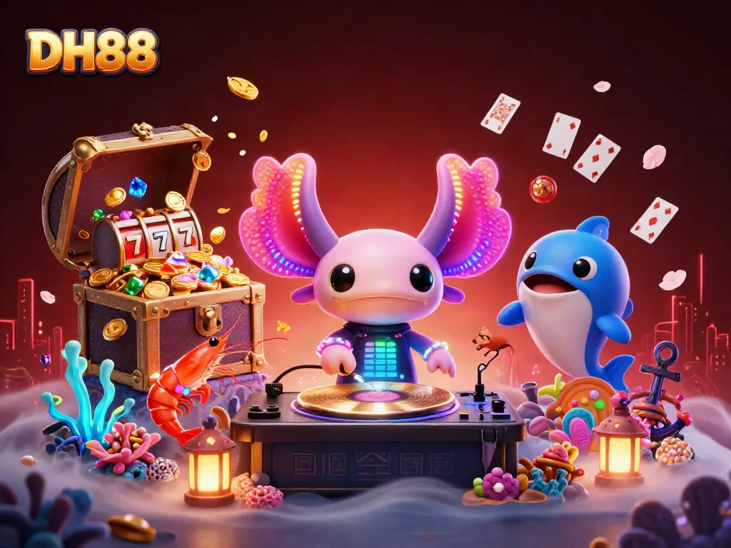 Join the excitement at DH88 with vibrant characters and casino elements in an underwater scene.