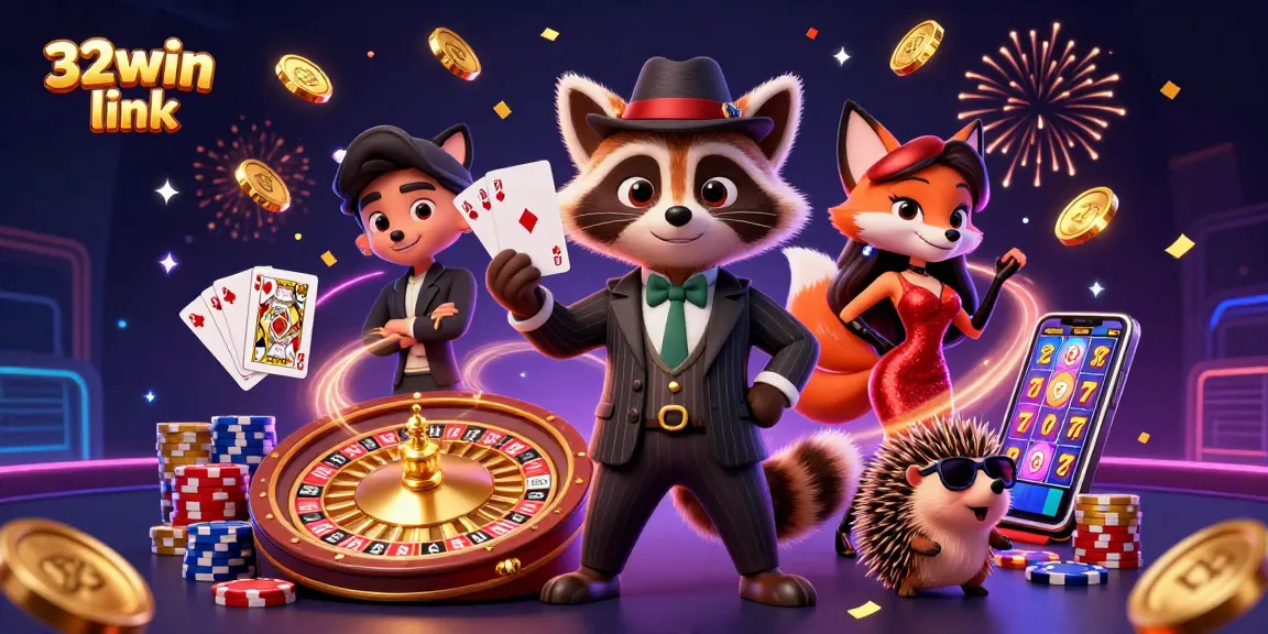 Engage with the exciting 32win link through this dynamic casino scene featuring vibrant characters in action.