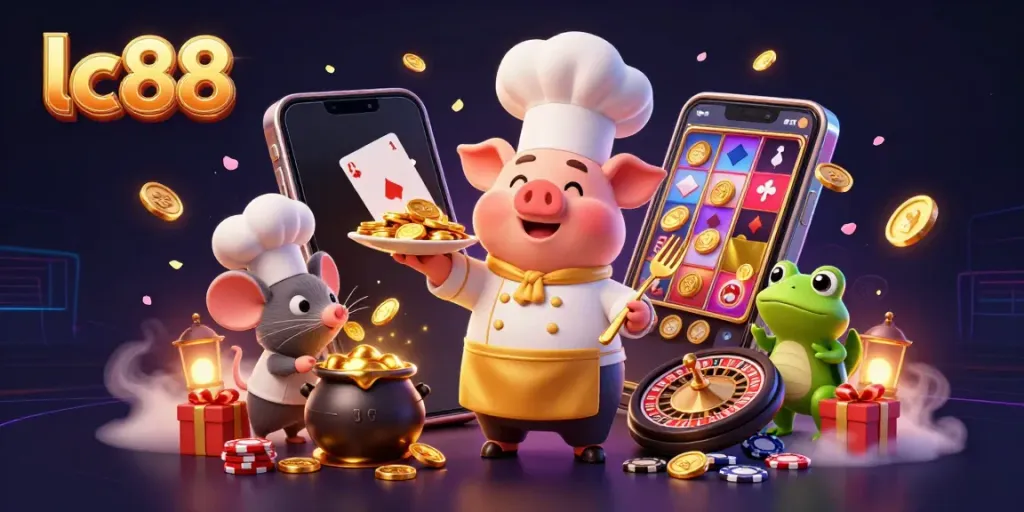 Experience winning moments at lc88 as delightful cartoon characters engage with vibrant casino elements.
