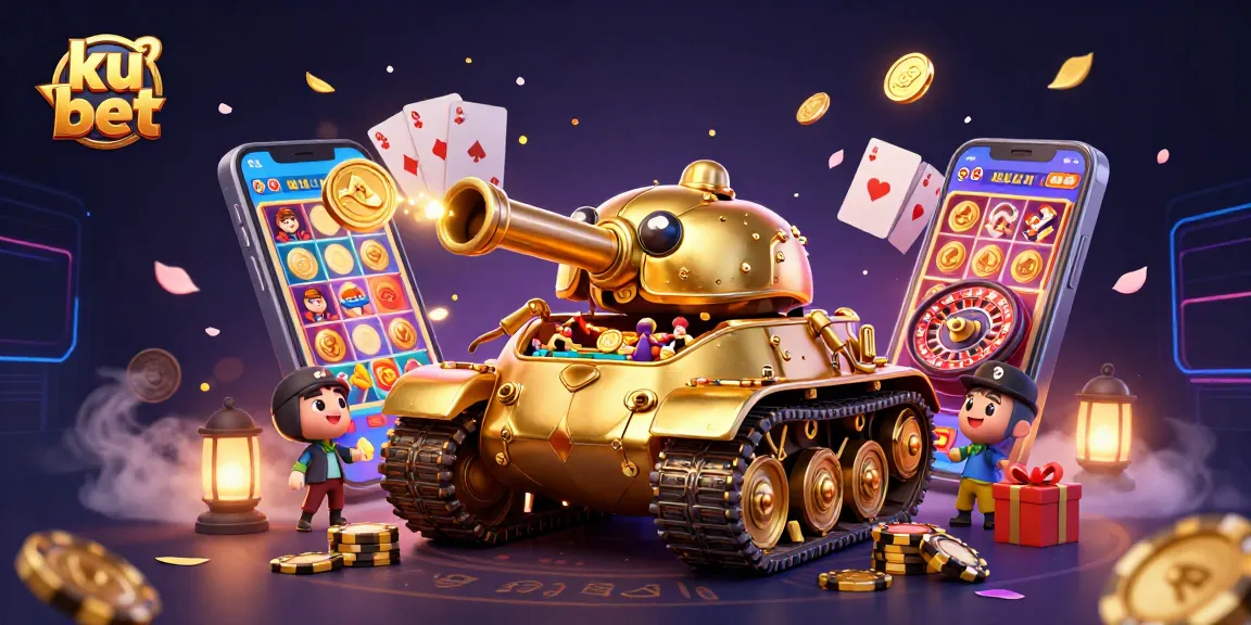Experience excitement with ku bet's dynamic casino scene featuring a golden beetle tank and immersive game elements.