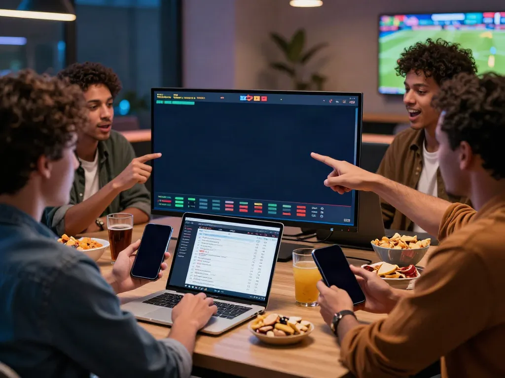 Excited friends using the ZBET app while watching live sports