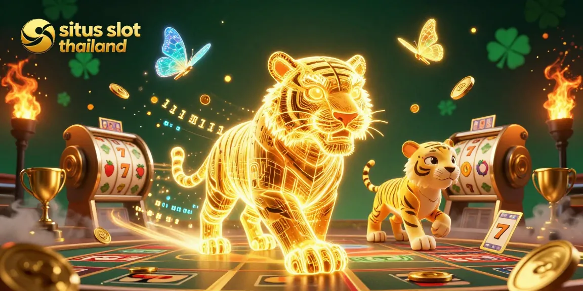Experience top-quality gameplay at situs slot thailand with dynamic visuals and golden elements in a vibrant casino scene.
