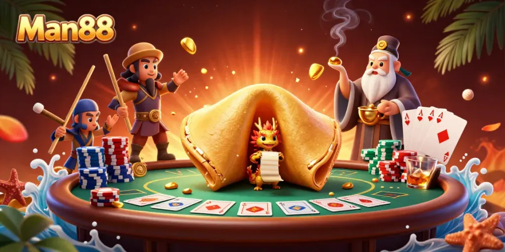Engage in thrilling bets at Man88 featuring dynamic casino elements and a vibrant golden scene.
