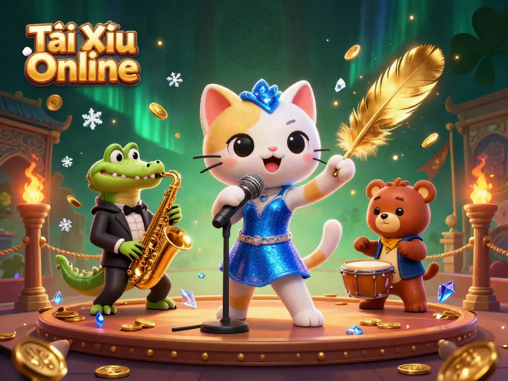 Join the excitement of Tài Xỉu Online with animated characters creating a vibrant casino atmosphere.