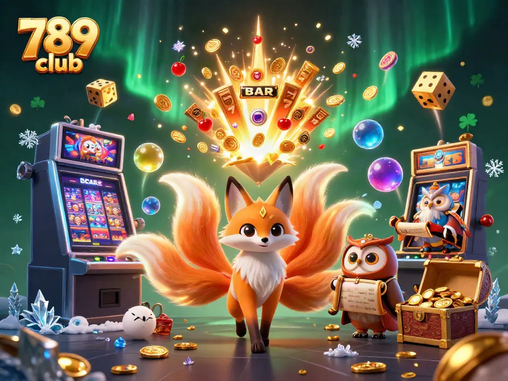 Spin and win at 789 club with vibrant slot machines and playful spirits creating a glorious casino atmosphere.