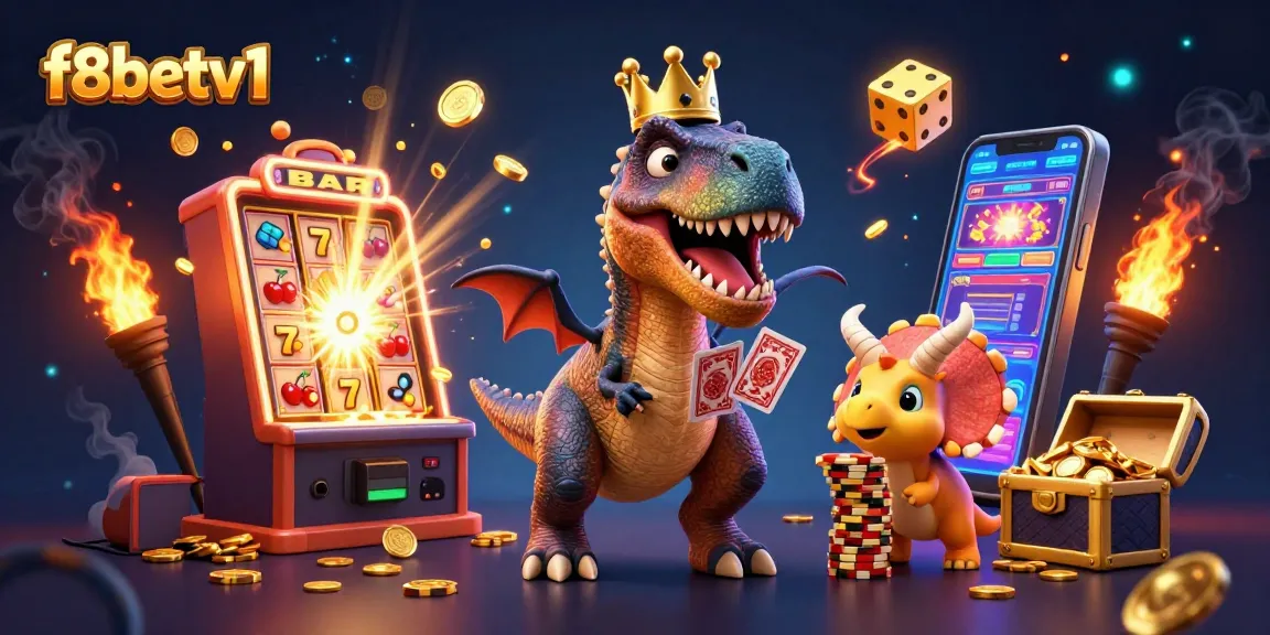 Experience thrilling gameplay at f8betv1 with a dynamic 3D illustration of casino excitement.
