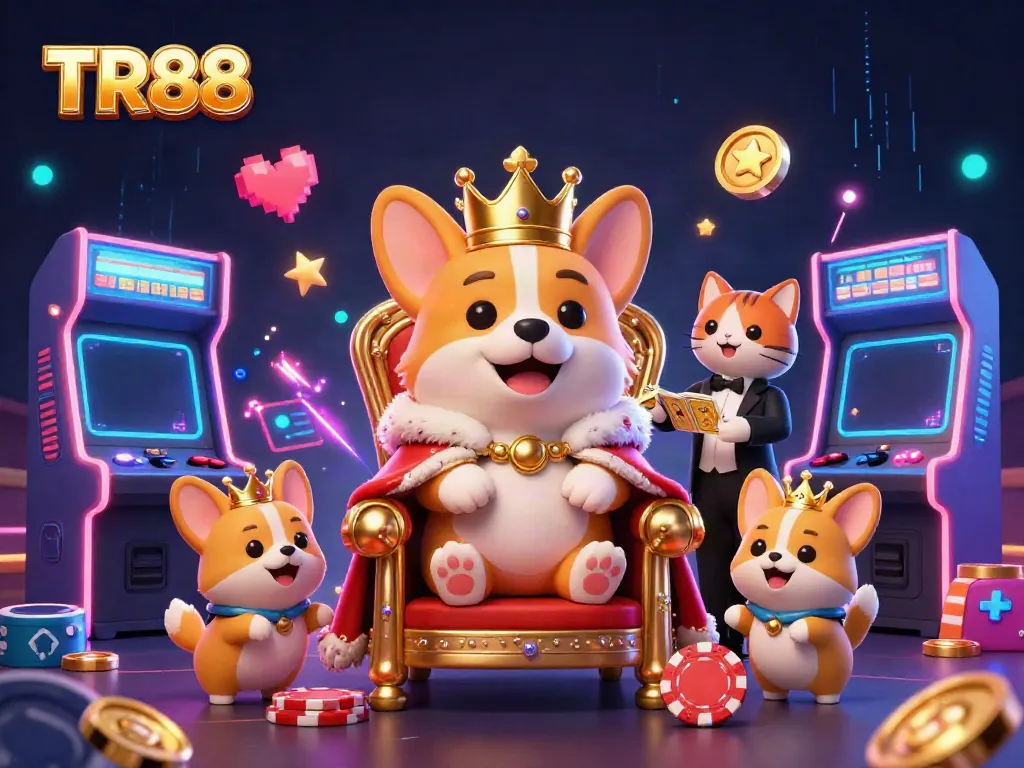 Engage thrillingly with TR88's vibrant gaming world in a 3D illustration.