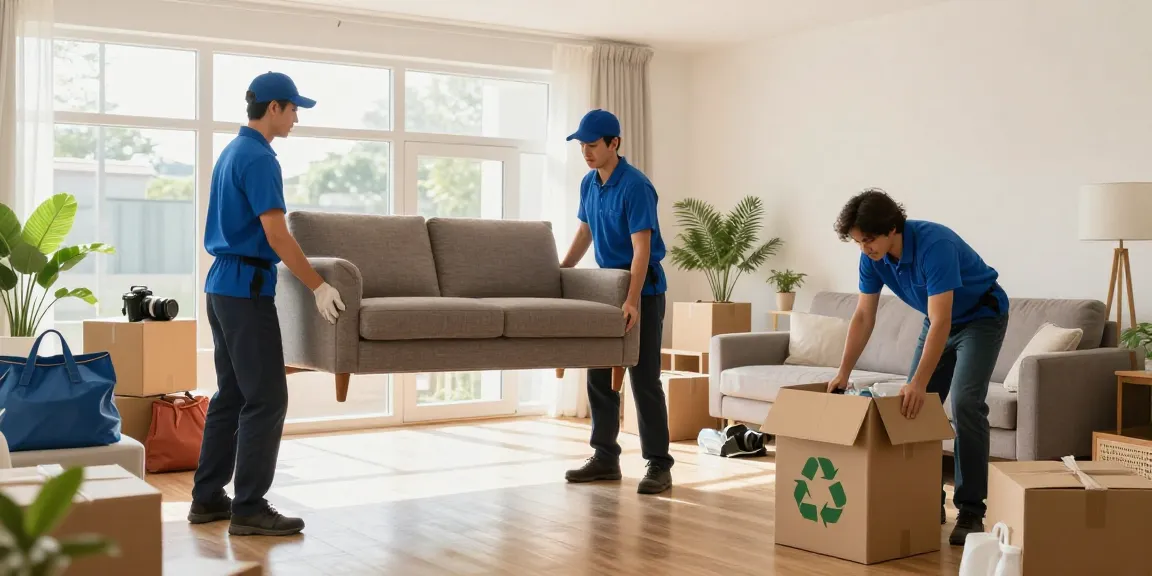 Efficient london house clearance service in action, with a team responsibly removing furniture and sorting items for recycling.