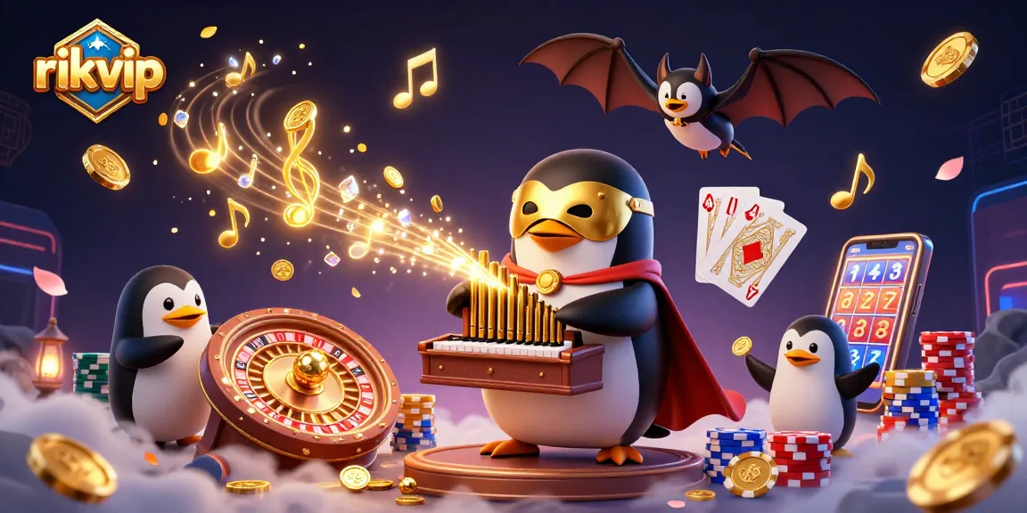 Experience the thrill of rikvip with a vibrant 3D casino illustration, showcasing dynamic game elements.