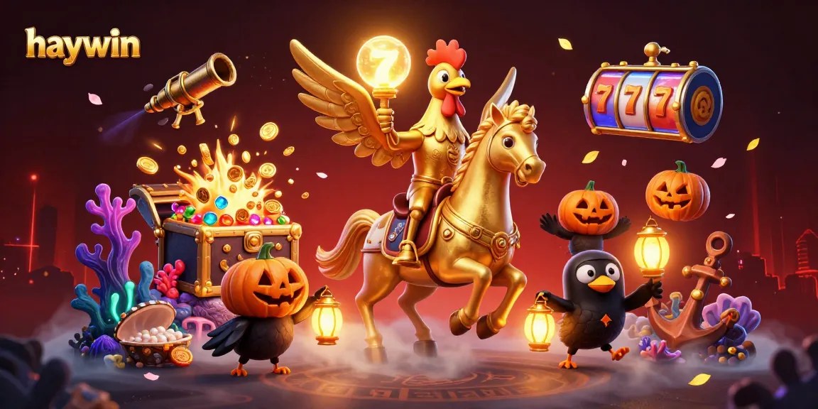 Experience the excitement at haywin with golden rooster characters lighting up the casino night.