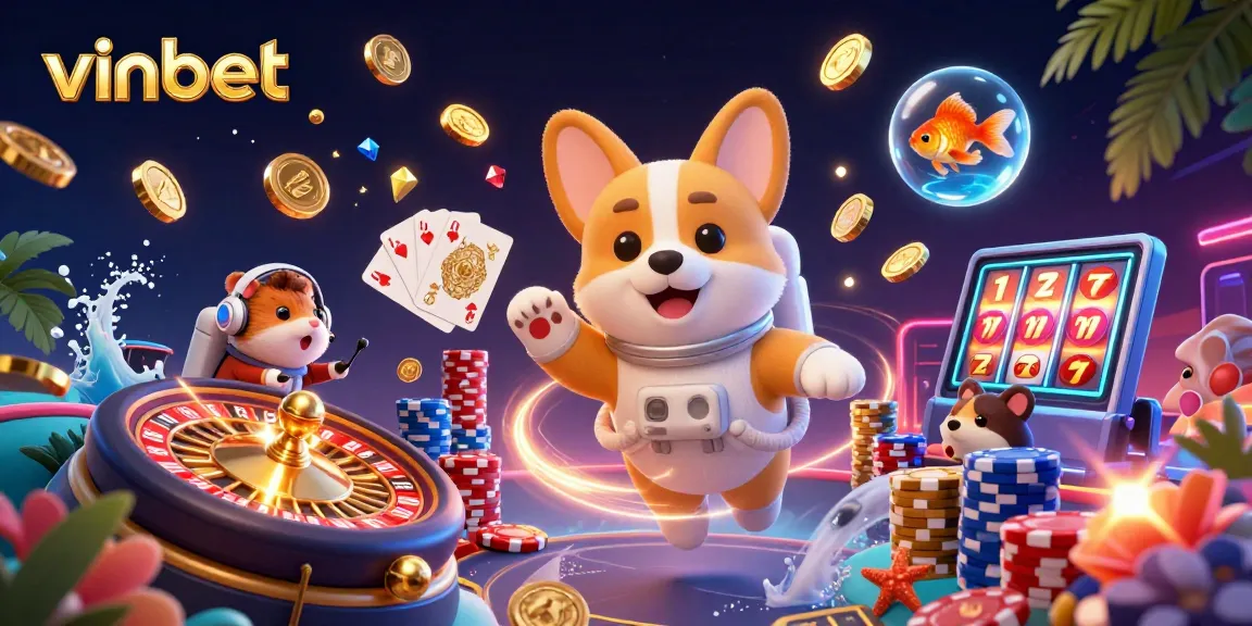 Experience vinbet's thrilling gaming adventures with an astronaut corgi in a cosmic casino