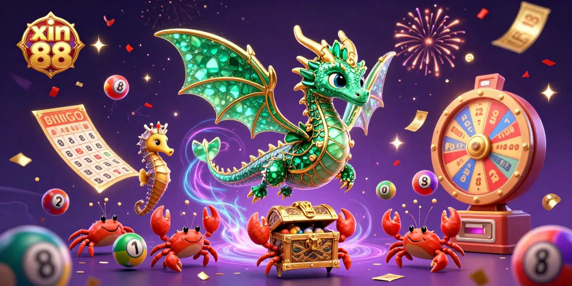 Experience the excitement of xin 88 with colorful games amid a magical treasure scene.