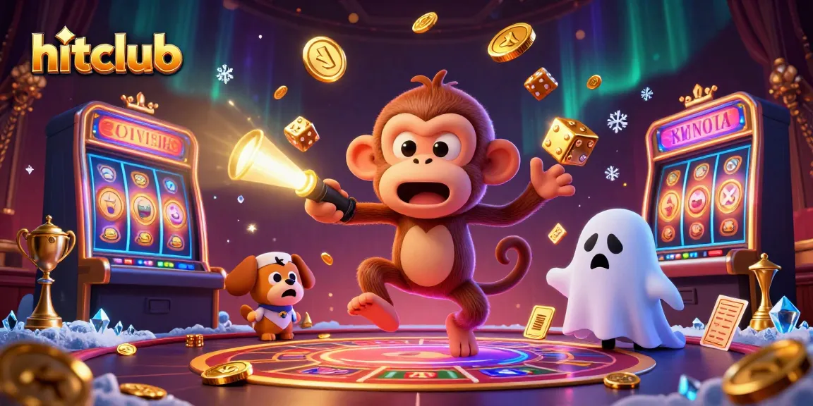 Hitclub engages players with thrilling 3D slots fun, featuring a mischievous monkey and ghost-hunting puppy.