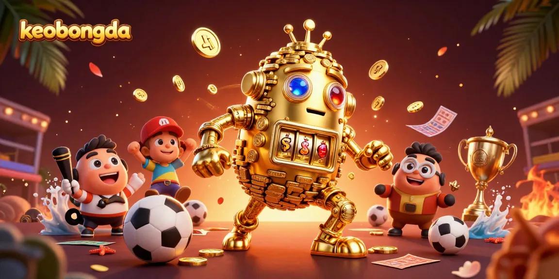Engage with thrilling sports betting action on keobongda featuring dynamic golem character amidst vibrant gambling elements.