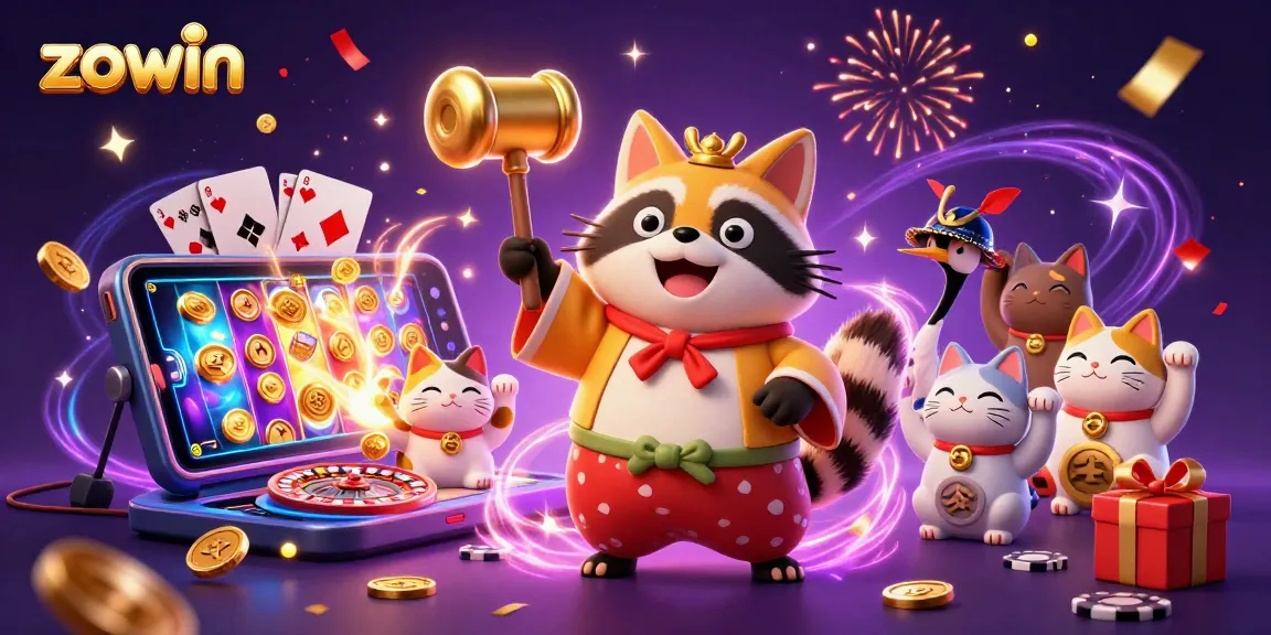 Zowin's vibrant casino atmosphere featuring playful characters and exciting gaming elements.