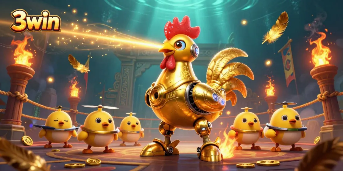Experience thrilling gameplay at 3win with the golden rooster robot and dynamic gaming elements.