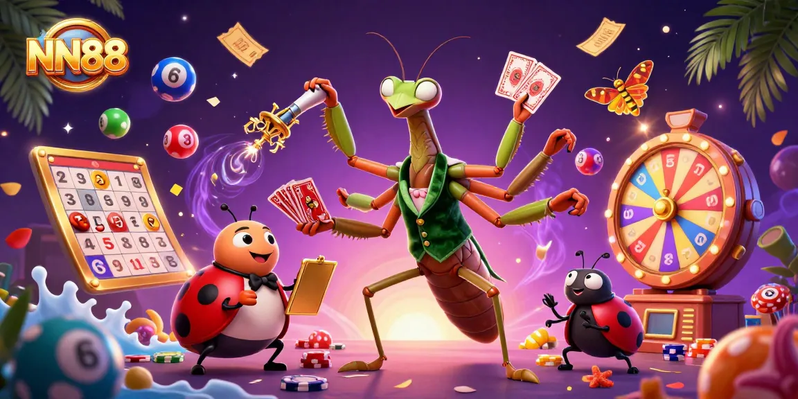Experience thrilling gameplay with NN88's vibrant casino scene featuring dynamic characters and colorful game elements.