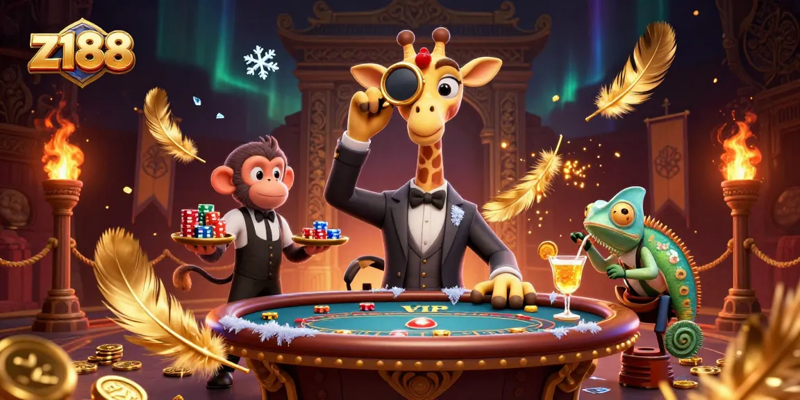 Experience thrilling odds at z188 with a high-roller giraffe at the VIP poker table.