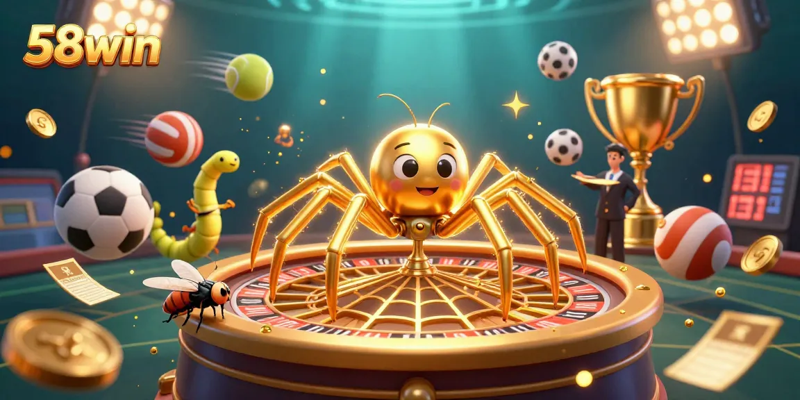 Experience winning thrills at 58win with a captivating illustration of a dynamic casino scene.