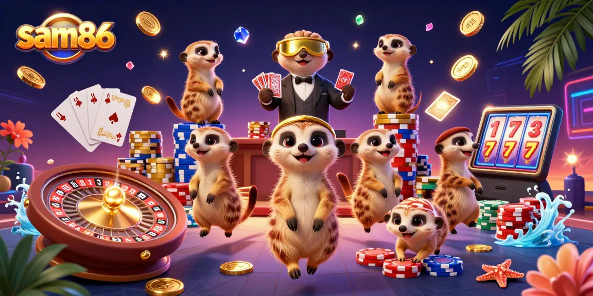 Experience thrilling gameplay with sam86, where meerkats manage a dynamic casino scene.