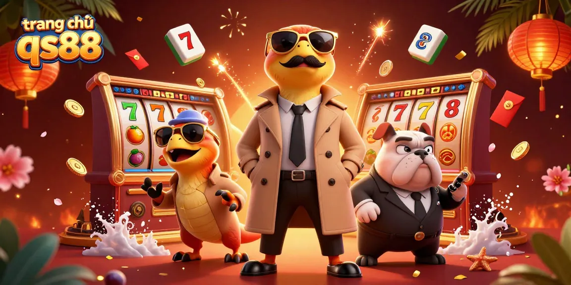 Experience the fun of trang chủ qs88 with raptors playfully sneaking into a VIP casino, amidst vibrant game symbols.