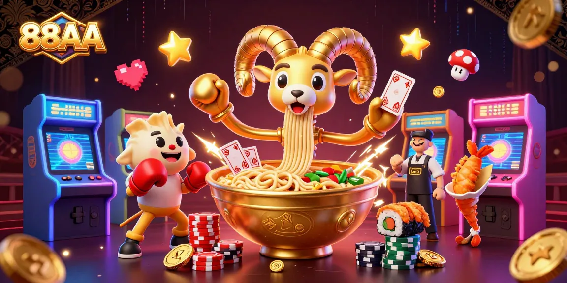 Experience thrilling casino action with the 88AA arcade games showcased in a vibrant illustration.
